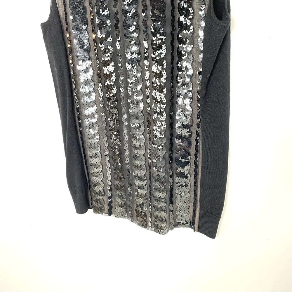 Statement Top | Tory Burch Sequin Embroidered Sleeveless Silk Fine Knit Sweater